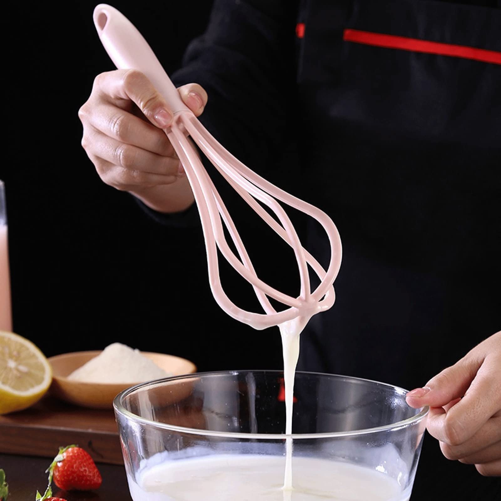 Batidor de huevos multifunción manual de plástico de grado alimenticio para el hogar, batidor de crema, harina, mantequilla, accesorios de cocina (amarillo)
