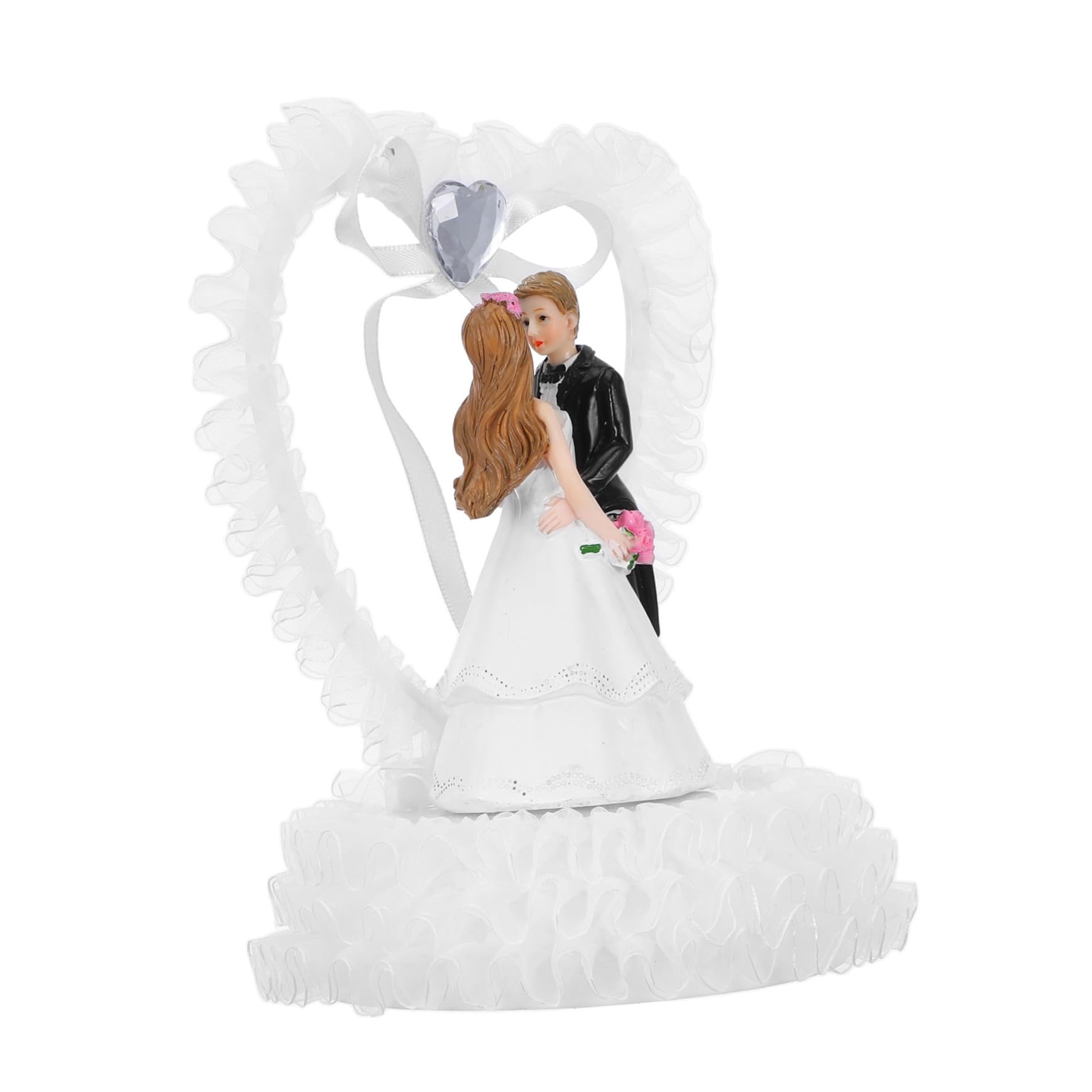 PRETYZOOM 3st Hochzeitsdekorationen Herr & Frau Tortenaufsatz Herz-kuchenaufsatz Braut- Und Bräutigamfiguren Desktop-puppen-ornament Tortenaufsatz Für Braut Und Bräutigam ，， Weiß