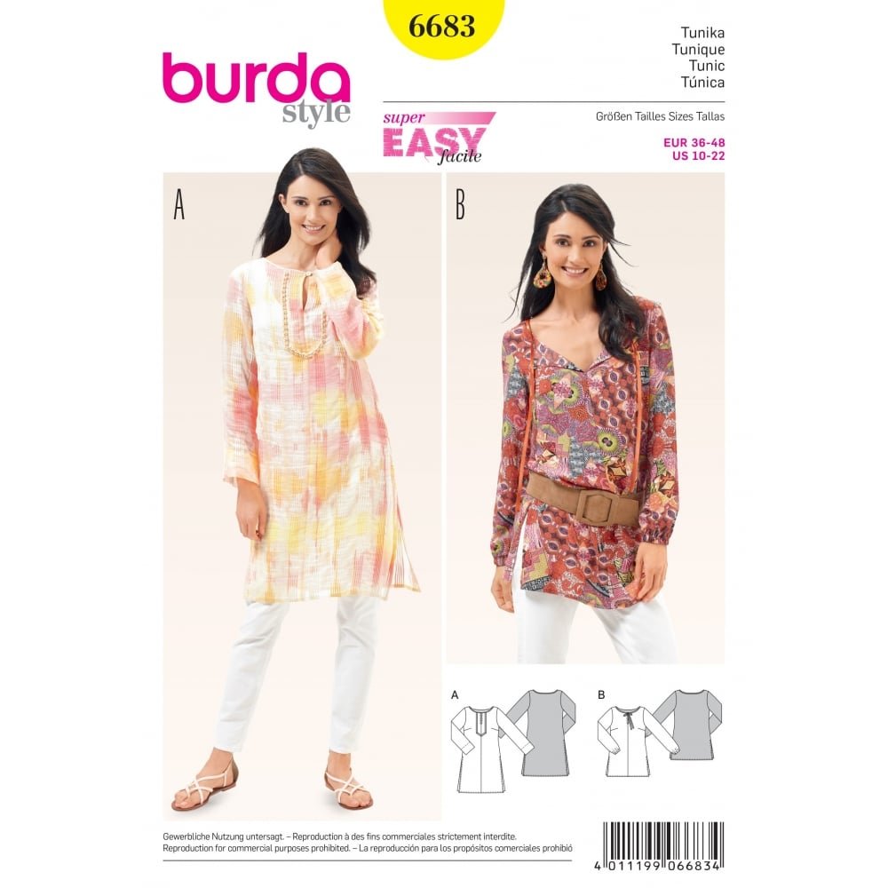 Burda Style Sewing Pattern B6683 Misses' Tunic