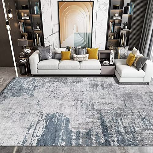 Grand tapis de salon 160x230 cm moderne tapis poils ras pour cuisine et chambre motif marbre gris
