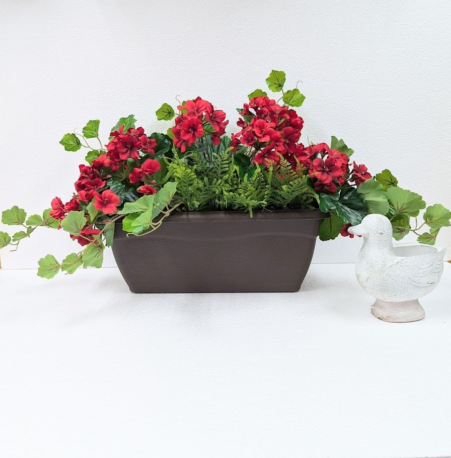 屋外使用可能 ゼラニウムプランター 造花, イベント・展示場・オフィス用, 人工観葉植物
