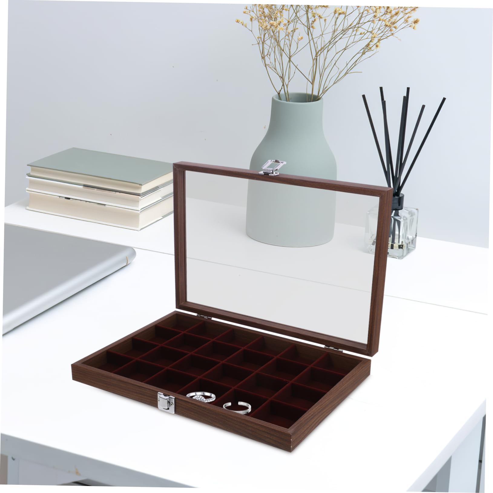 LABRIMP Caja De Almacenamiento De Té De Madera Con Tapa Transparente Organizador De Bolsitas De Té Con Compartimentos Para Decoración y Organización Cocina