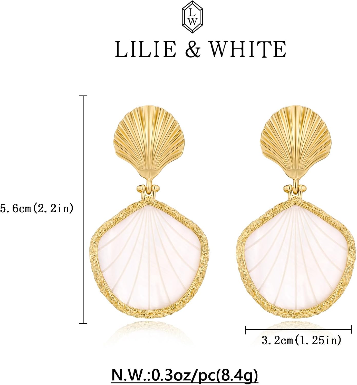 LILIE&WHITE Gold Shell Earrings Chic Summer Beach Seashell Earrings Gold Triangle Dangle Earring For Women Fashion Geometric Earring Jewelry - Image 7