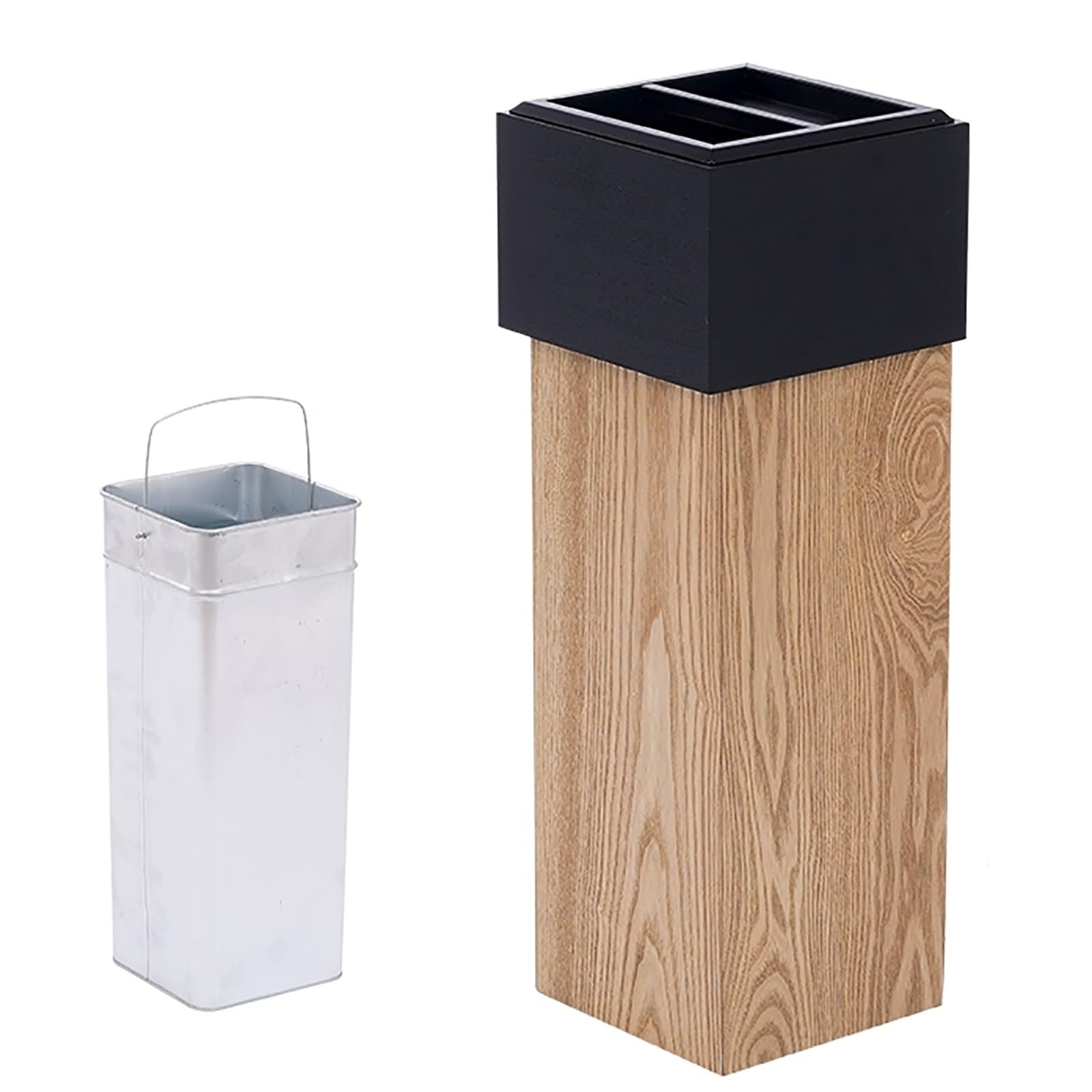 Cubo de Basura Estrecho de Madera de Nogal, Cubos Reciclaje Comerciales Duraderos, Papelera Cocina para Sala de Estar, Dormitorio, Cocina, Baño, sin Tapa