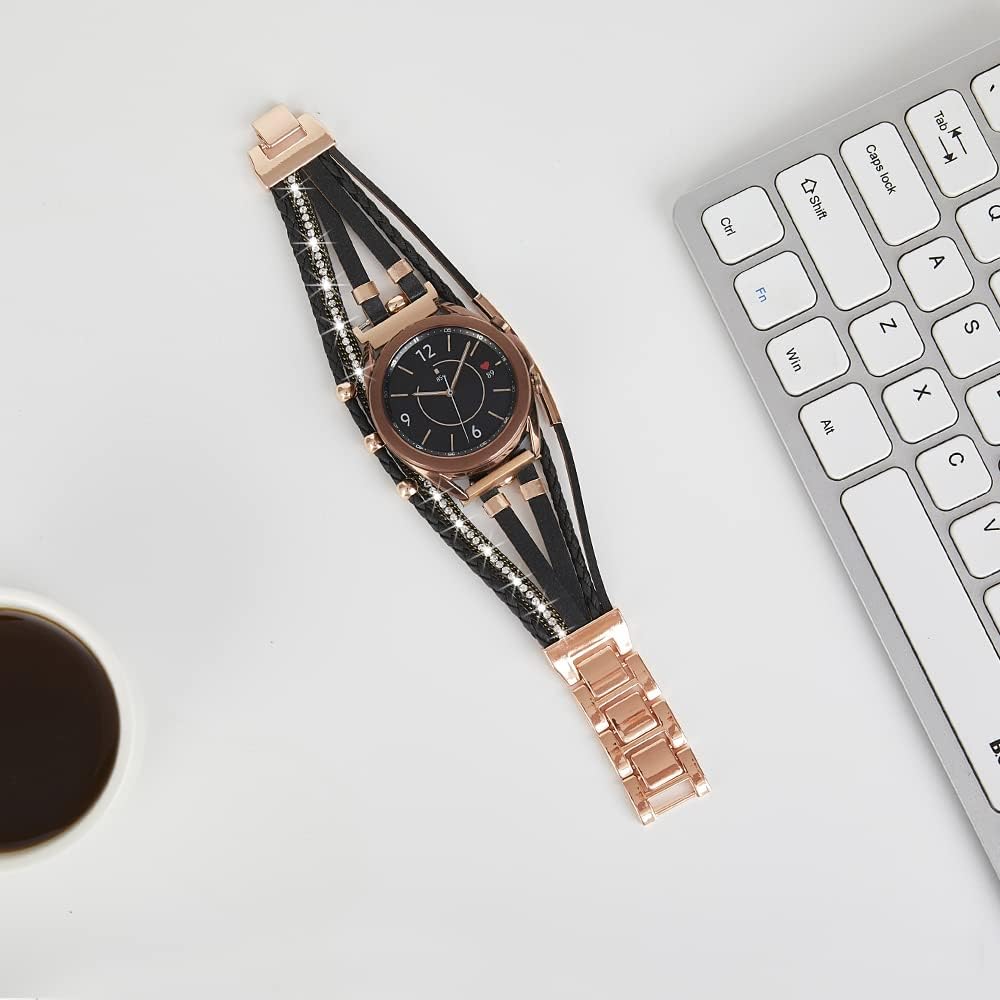 KONAFEI Compatible with Samsung Galaxy Watch 5&4 Band/Active 2 40mm 44mm/Watch 5 Pro 45mm/Galaxy Watch 4 Classic 42mm 46mm/Watch 3 41mm, 20mm Leather Boho Bracelet Jewelry Strap for Women