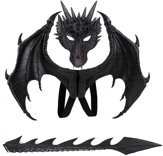 Amazon Yahuipeius 子供用 ドラゴンウィングコスチューム 恐竜の翼と尻尾セット ブラックセット キッズコスチューム おもちゃ