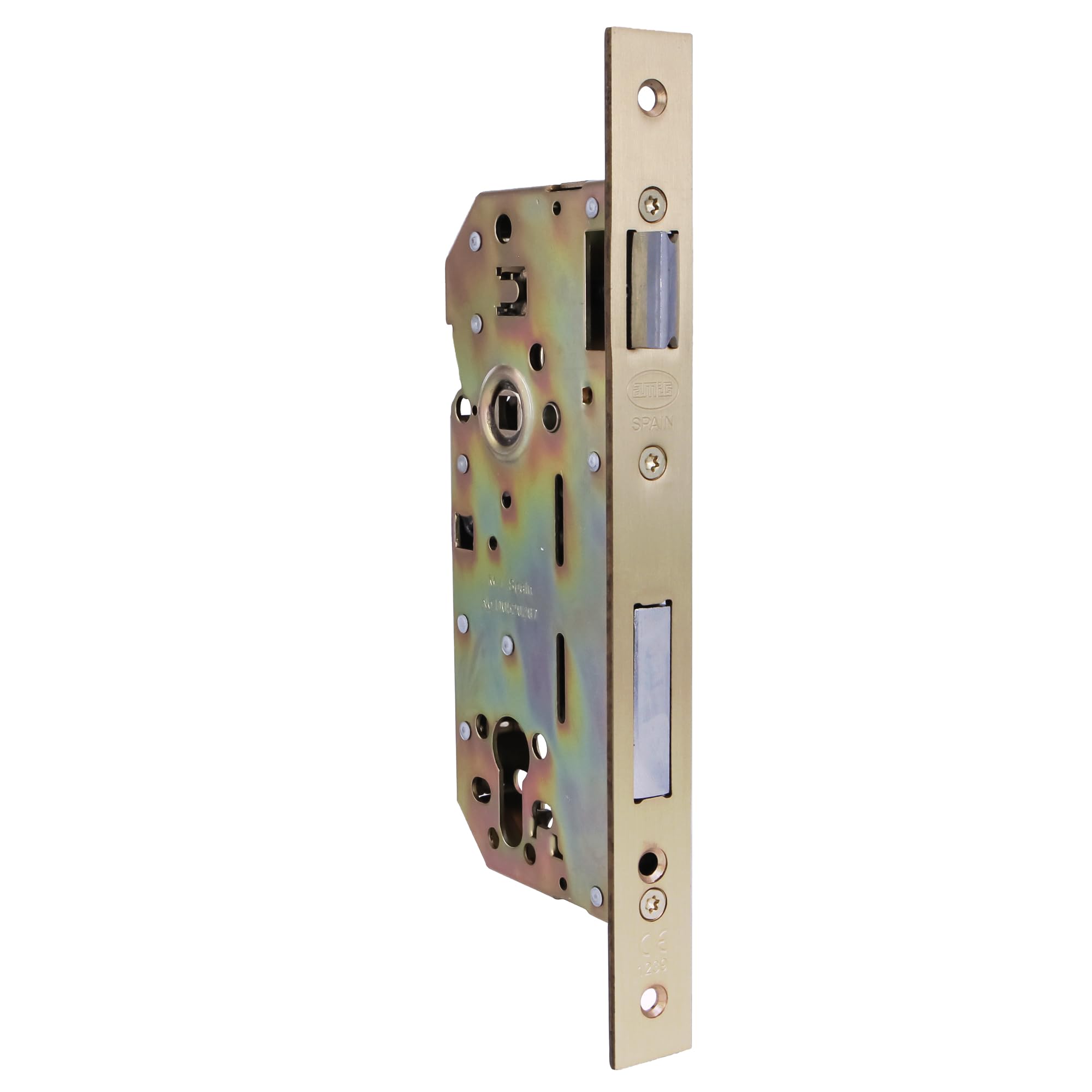 Amig, Mortise Lock for Wooden Doors, with Locking Palette, Square Edge Front and Bracket, 50mm Entry, Reversible Lever, Steel