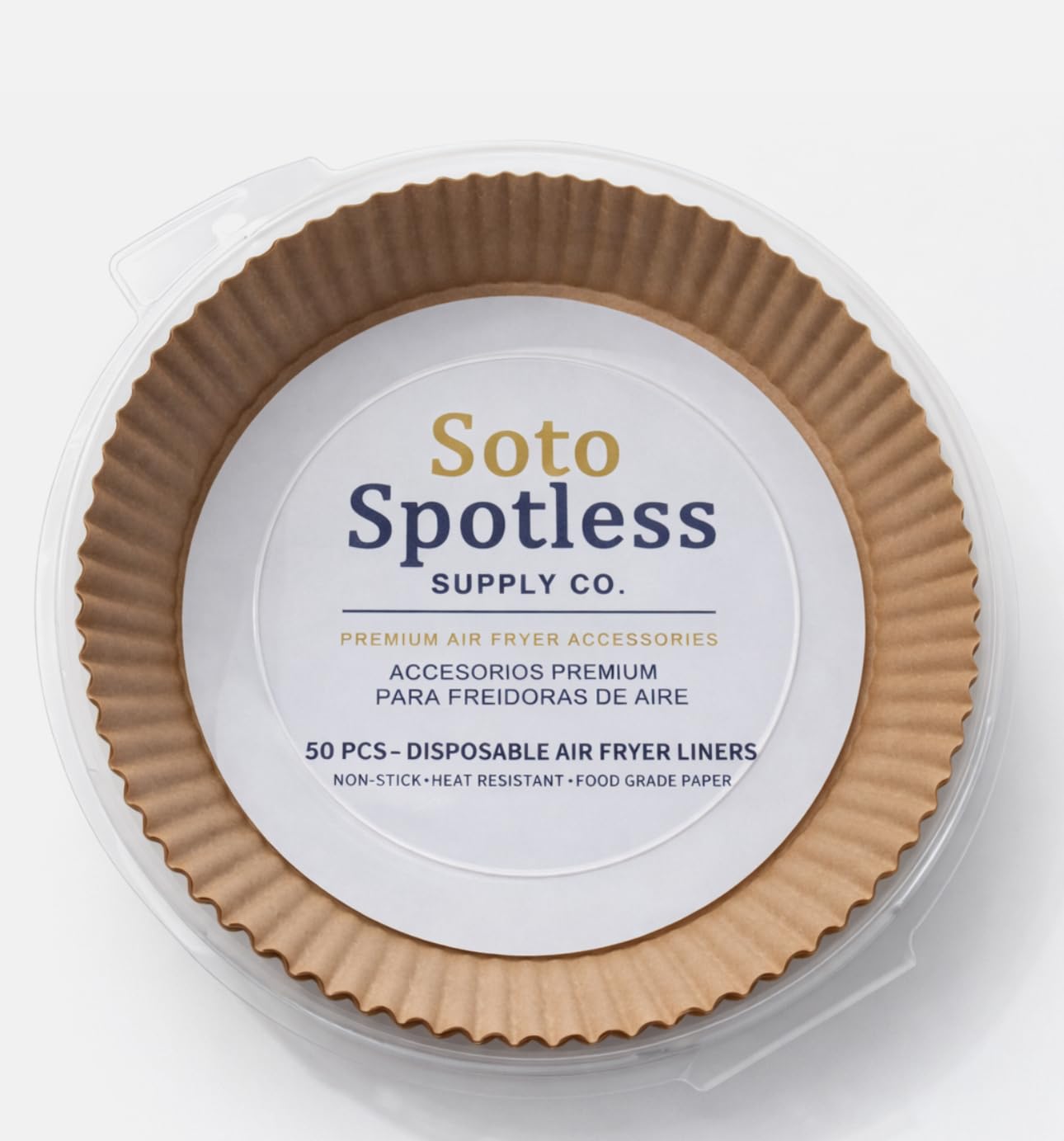 Soto Spotless 8-Inch Disposable Air Fryer Liners 50 Pack Non-Stick Grease-Proof Food-Safe Parchment Paper for 3 5 QT