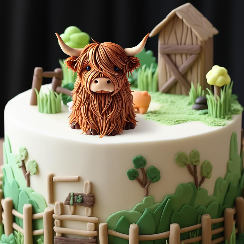 Fondant Mould Highland Cow Farm Animal Cake Topper 3" Tall - Image 4
