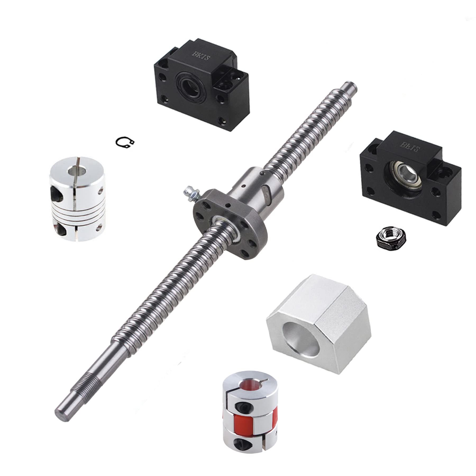 SBR16 Kit de guidage linéaire 1500 mm arbre de rail coulissant avec 4 blocs de roulement SBR16UU + vis à billes SFU1605 1550 mm avec BK12/BF12 + boîtier écrou DSG16H + 2 embrayage