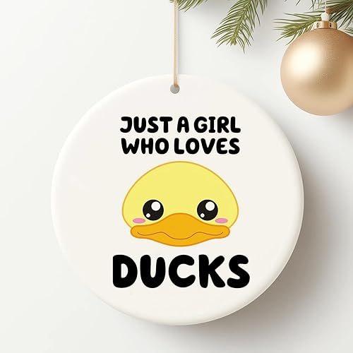 Just a Girl Who Loves Ducks Ceramic Christmas Duck Ornaments for Tree