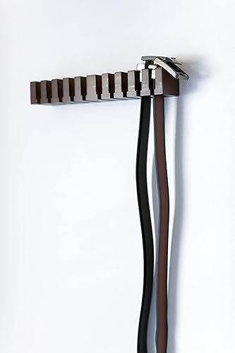Miniatura 4 de Percha de cinturón de madera de haya para armario, organizador con acabado de madera oscura (10.75 x 2.5 x 1.7 pulgadas), soporte con accesorios de