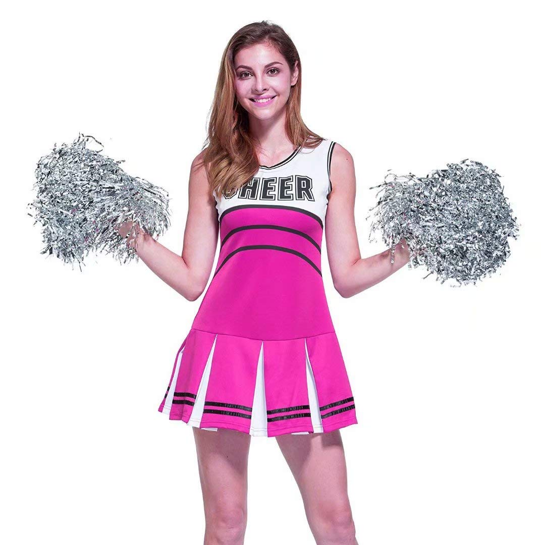 CRIVERS 1 douzaine Cheerleading Pompons, 12pc Pom-Pom Girls Pompoms avec Poign¨¦e pour Ball Dance D¨¦guisements Nuit F¨ºte des Sports