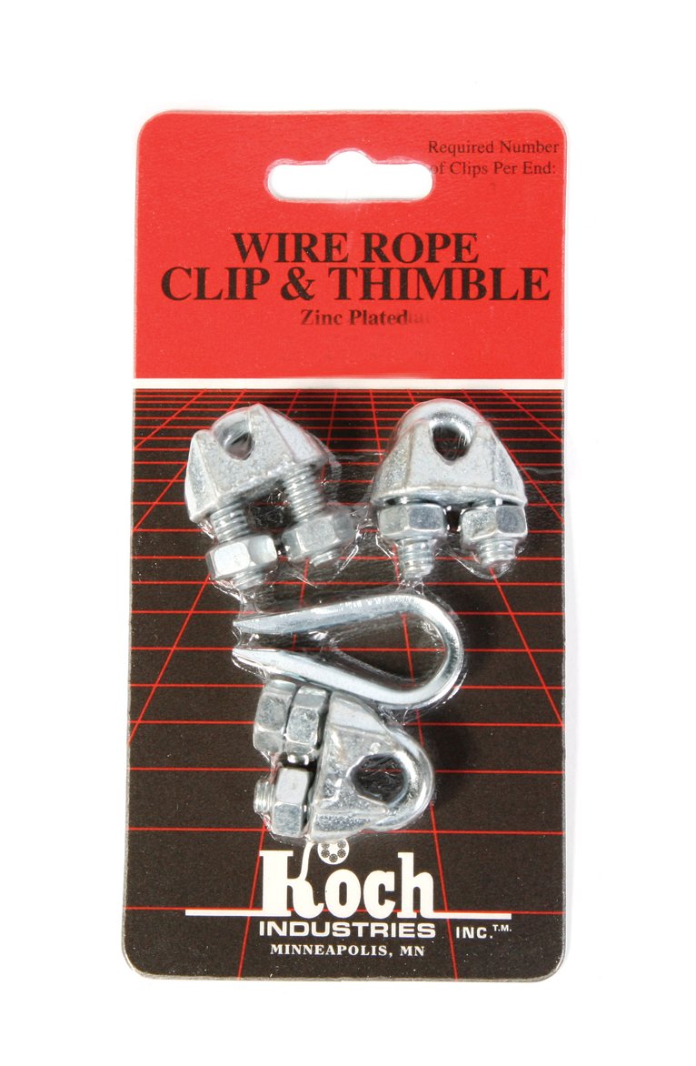 Koch Industries 143211 Wire Rope Clip and Thimble Pack with 3-Clips, 1/4-Inch, Zinc