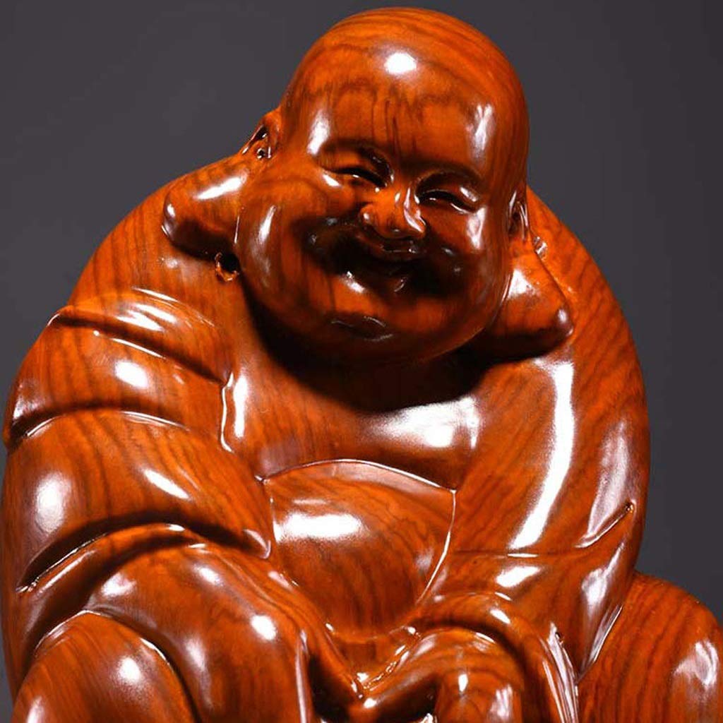 Estatuas de Buda Estatua de Buda Huanghuali Talla de Madera Maitreya Buda Decoración de Madera Maciza Riendo Buda Home Craft 7.88 Pulgadas Regalos Que te Hacen Feliz