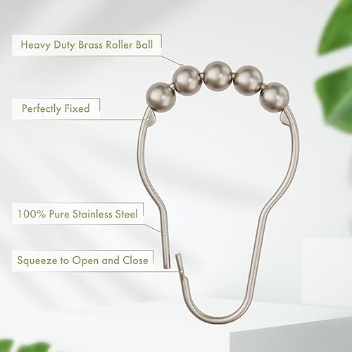 Miniatura 4 de Amazer Ganchos decorativos para cortina de ducha, ganchos de cortina de ducha de acero inoxidable a prueba de óxido, ganchos de ducha para cortina