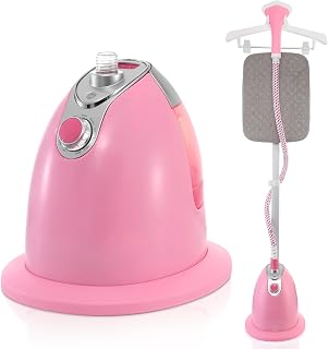Dyna-Living Standing Steamer for Clothes Professional Garment Steamer with Ironing Board,Fabric Steamer,1.4L Water Tank,45s Fast Heat-up, 60 Mins of Continuous Steam Wrinkle Remover,10-Steam Levels(Pink)