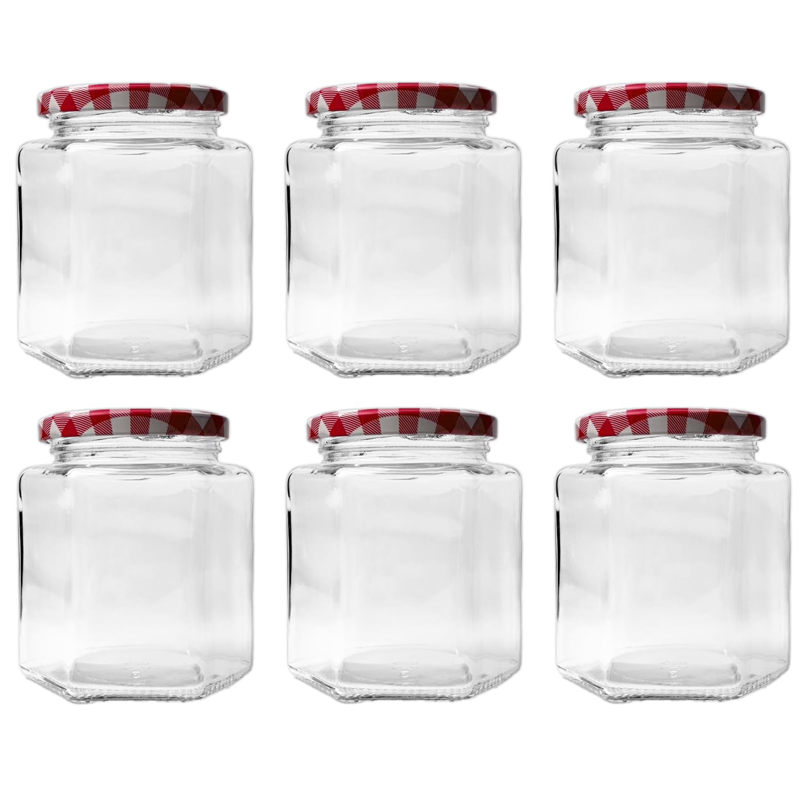 Yumzxin 6 Pack 360ml (12oz) Hexagonal Glass Jars with Airtight Lids for Canning, Food Storage, Yogurt, Jam, Pickle, DIY Craft Containers