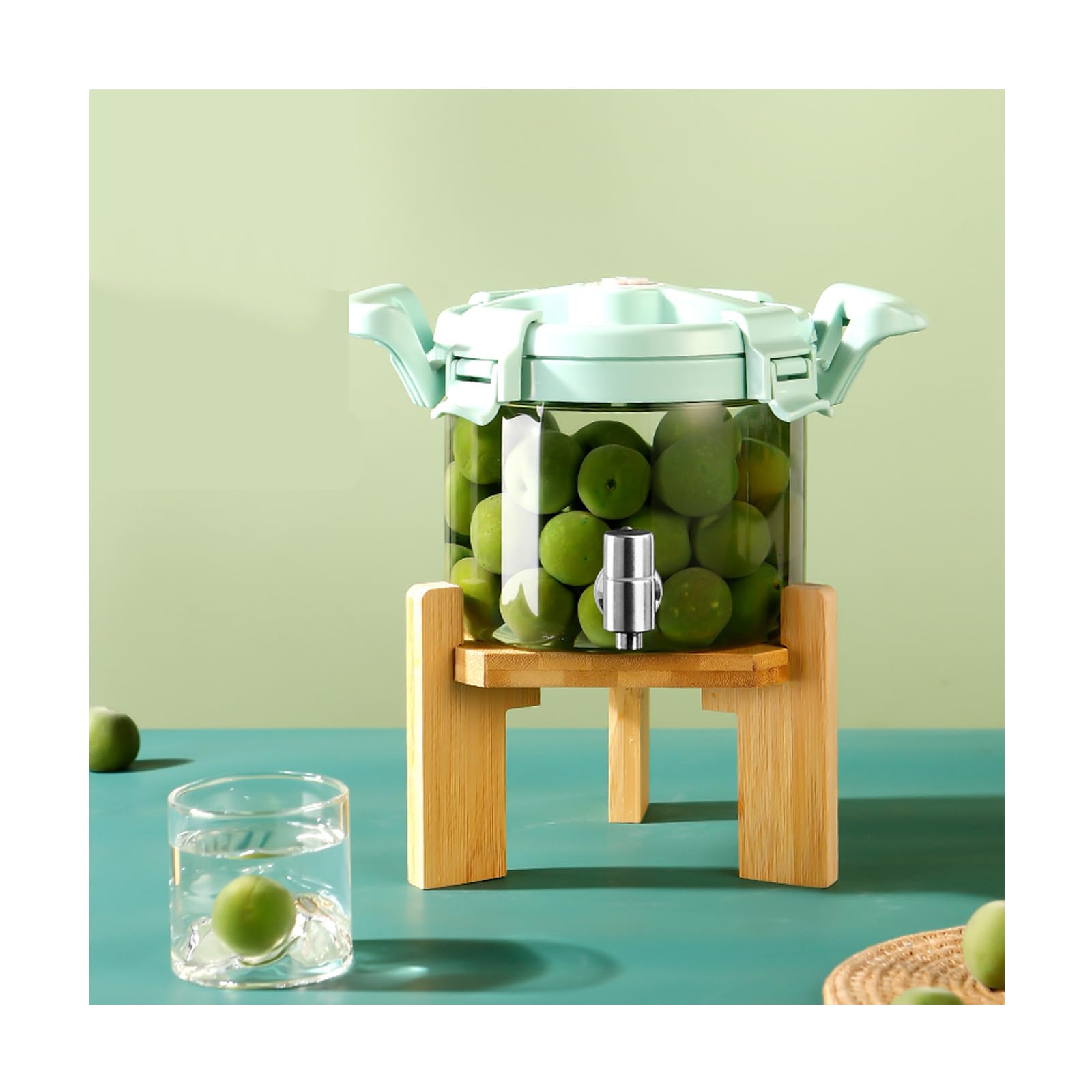 Dispensador de agua de 3 litros para nevera, tarro de té y dispensador de bebidas para rabias heladas/calientes, elegante dispensador de rabia con soporte para barbacoas, picnics, piscinas y eventos