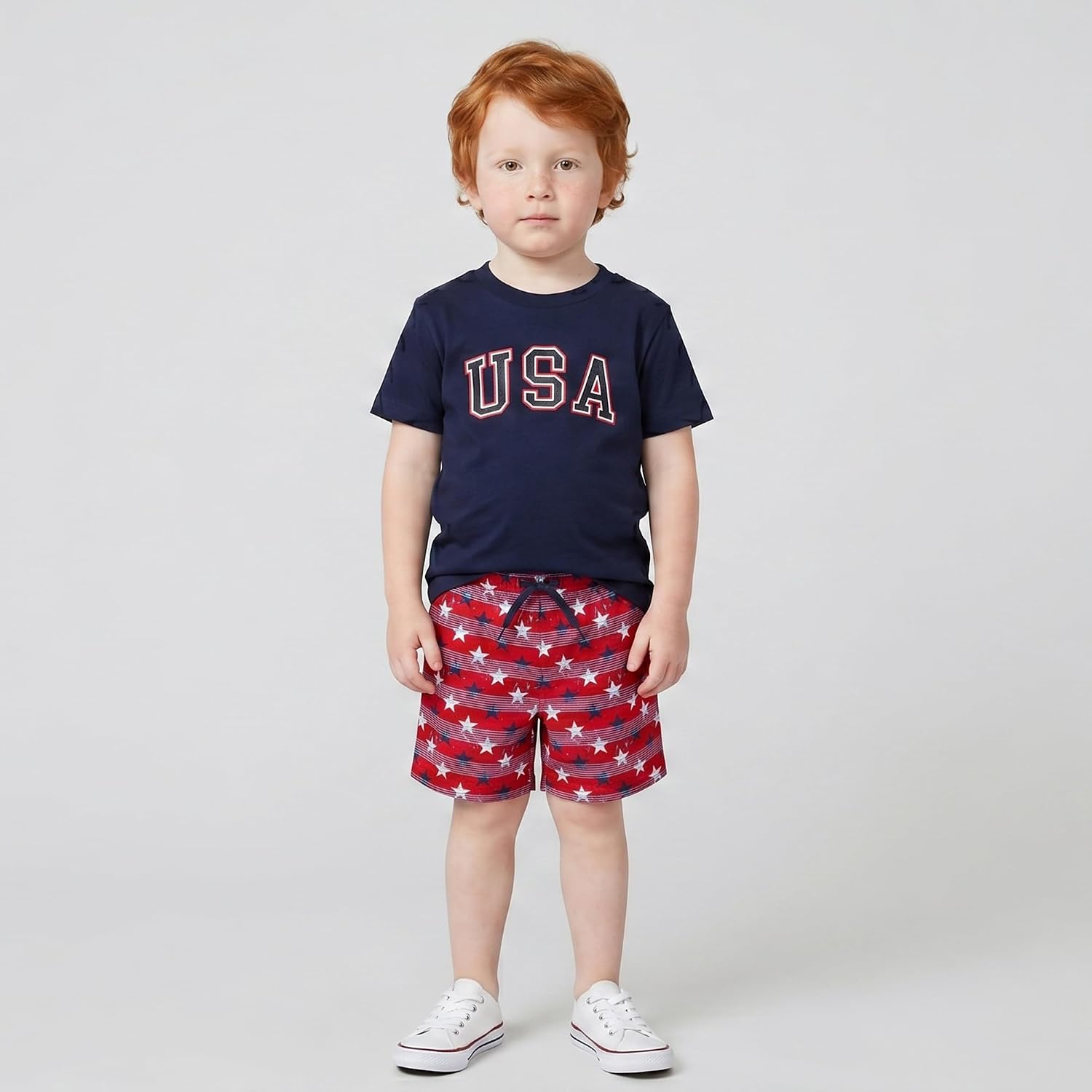Body Glove Clothes Boys Americana 2 Pc Short Set – Patriotic Tee and Shorts Outfit for Kids (Sizes 4, 5/6, 7/8)