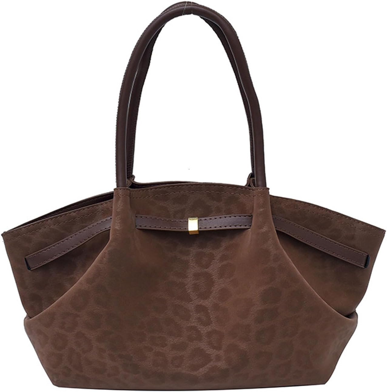 Faux Suede Tote Bag for Women Leopard Print Tote Purse Vintage Shoulder Bag Hobo Handbag for Work Travel