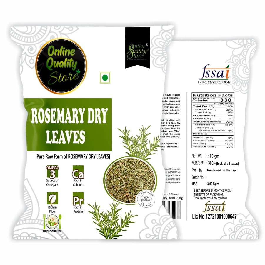 Image of Online Quality Store Rosemary Dry Leaves - 100g | Dried Leaf for Foods & Hair | Herb Tea | Natural Product