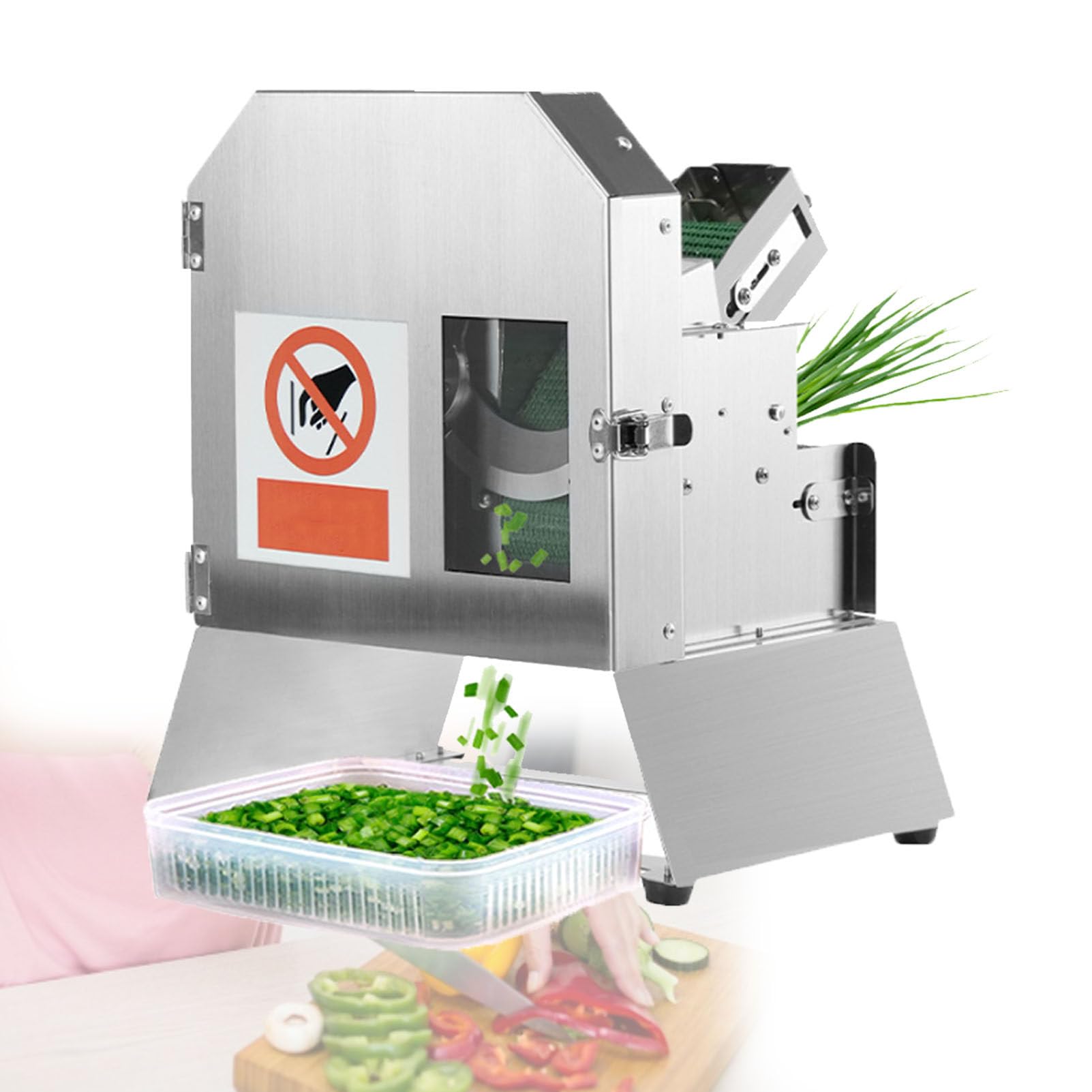 JKJZSALJ Electric Leek Cutting Machine With Conveyor Belt, Commercial Scallion Slicer For Garlic, Chili, Potato, Multi-Function Food Processor