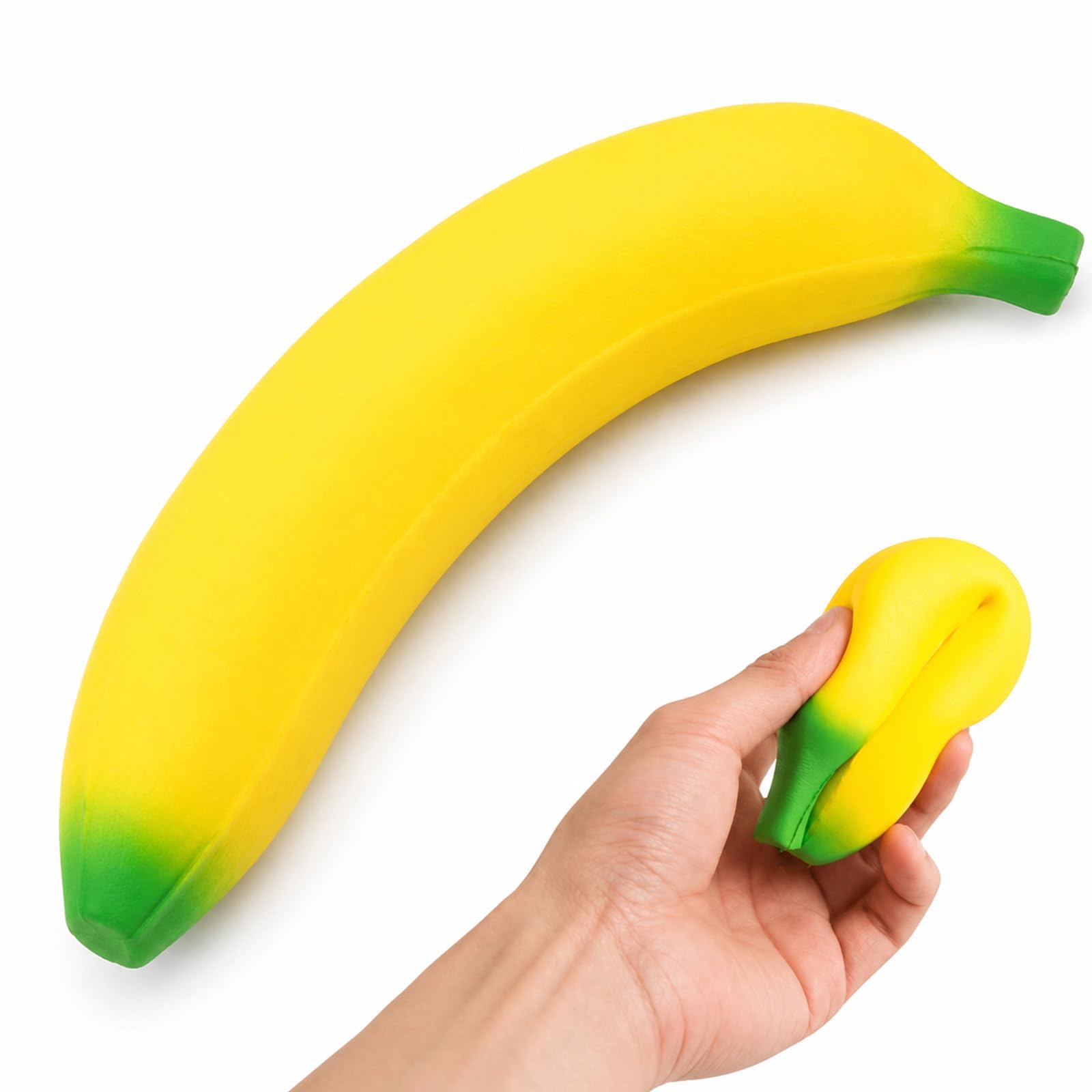 Banana Squishy, Banana Squeeze Fidget Toy Realistic Soft PU Stretchy Banana, Stress Relief Fruit Squishy for Adults, Novelty Desk Decor for Office Home