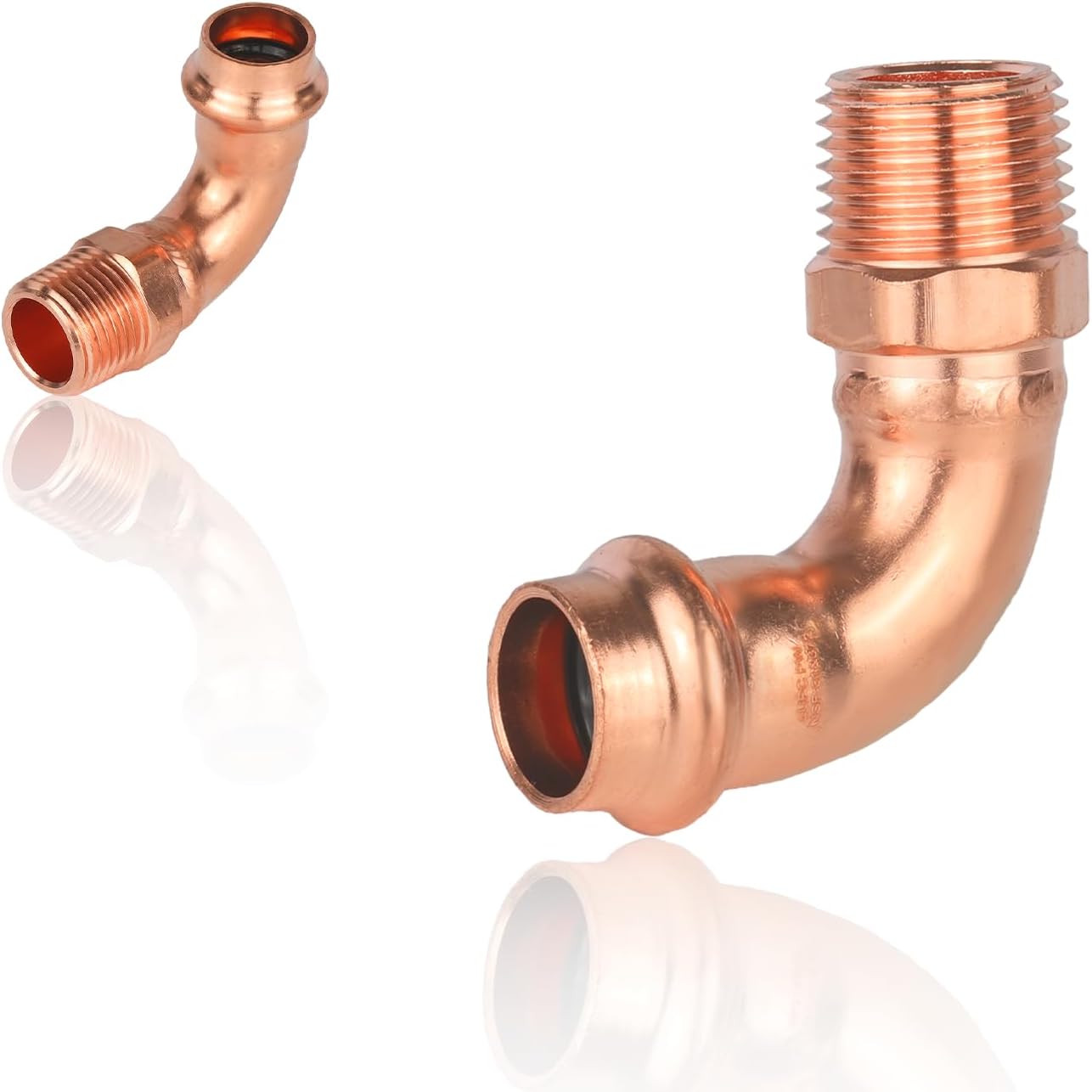 (Pack of 2) EFIELD Copper Press Elbow Fitting, 1/2" Copper Press x 1/2" Male 90 Degree Elbow For Pipe Connection (1/2"x1/2"),(PRESS082)