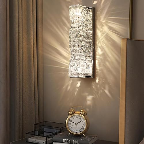 Miniatura 2 de Pobllem Apliques de pared de cristal, color plateado, temperatura de color ajustable, aplique de pared LED de cristal de cristal, iluminación