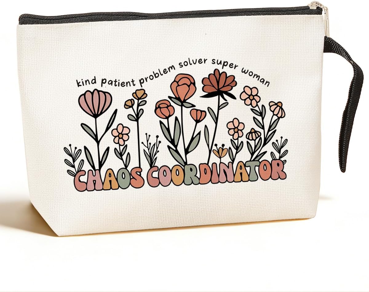 Chaos Coordinator Gifts for Women Thank You Gifts Teacher Appreciation Chaos Coordinator Makeup Bag Coworker Gift for Women Social Worker Mom Friend Toiletry Bag Birthday Gift Cosmetic Bags