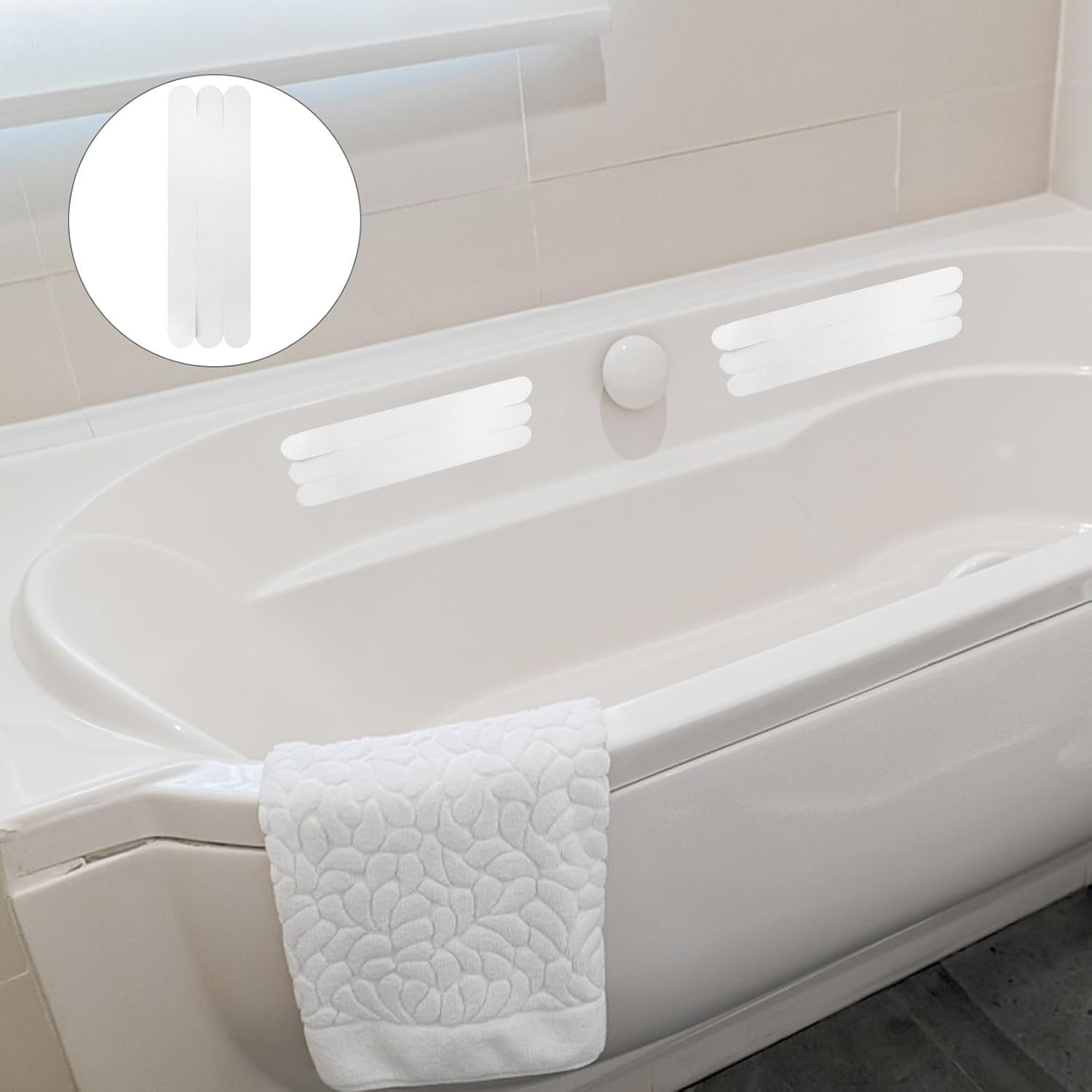 Vaguelly 6pcs Anti-Slip Strips for Bathtubs Showers Stairs White Plastic