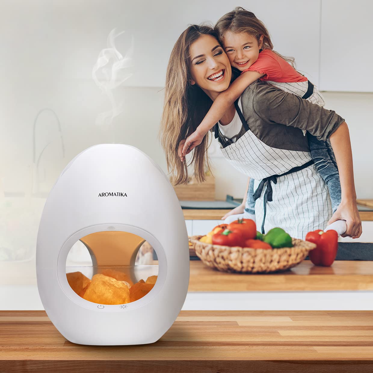 Diffuseur Electrique Ultrasonique des Huiles Essentiellesavec de Sel Rose et LED Light - 250ml/6 Heures - Lampe Diffuseur d'Arôme de Sel de l'Himalaya - Humidificateur et Ioniseur - Lampe de sel Rose