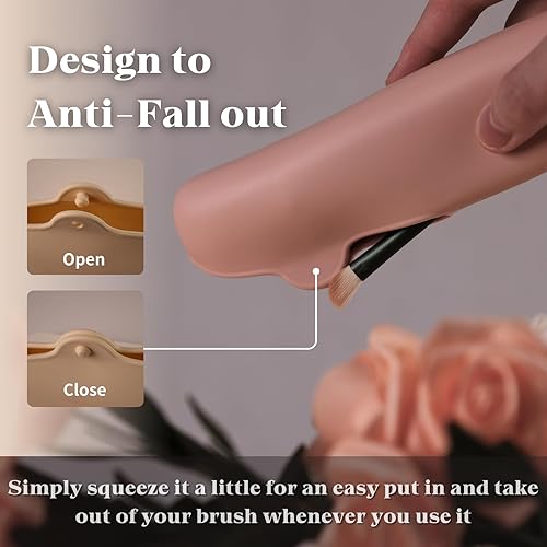 Miniatura 5 de Soporte de silicona para brochas de maquillaje y esponja para licuadora de belleza, bolsa de maquillaje portátil con hebilla anticaídas para 12