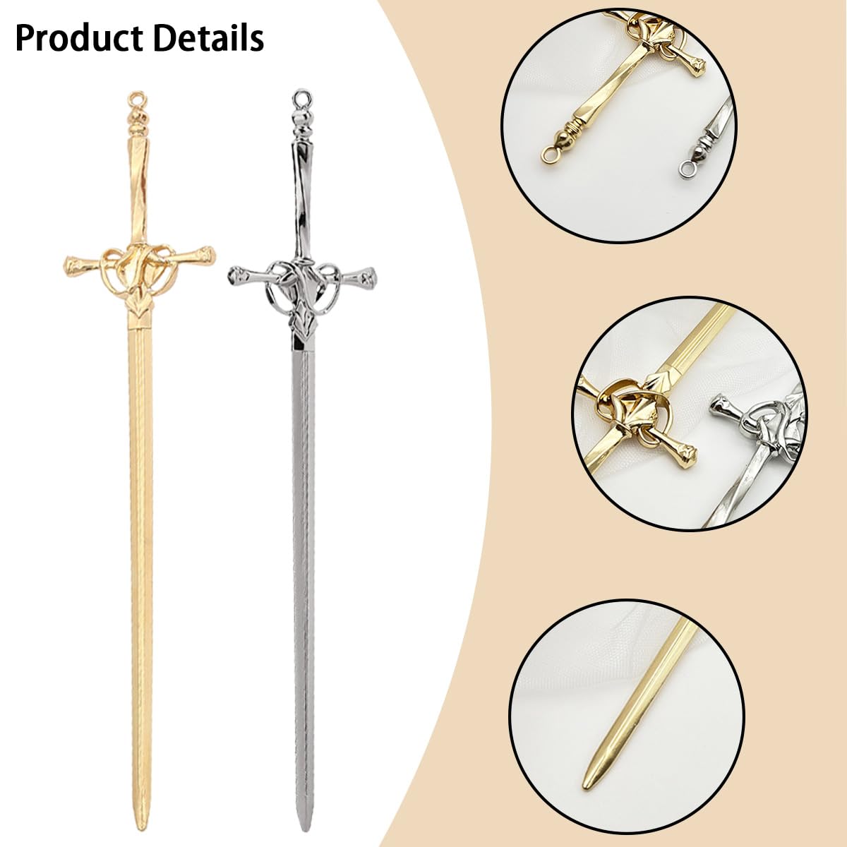 8 PCS Metal Sword Hair Sticks - Vintage Chinese Style Chopsticks for Girls and Women - Simple and Elegant Hair Pins Headdress - Image 3