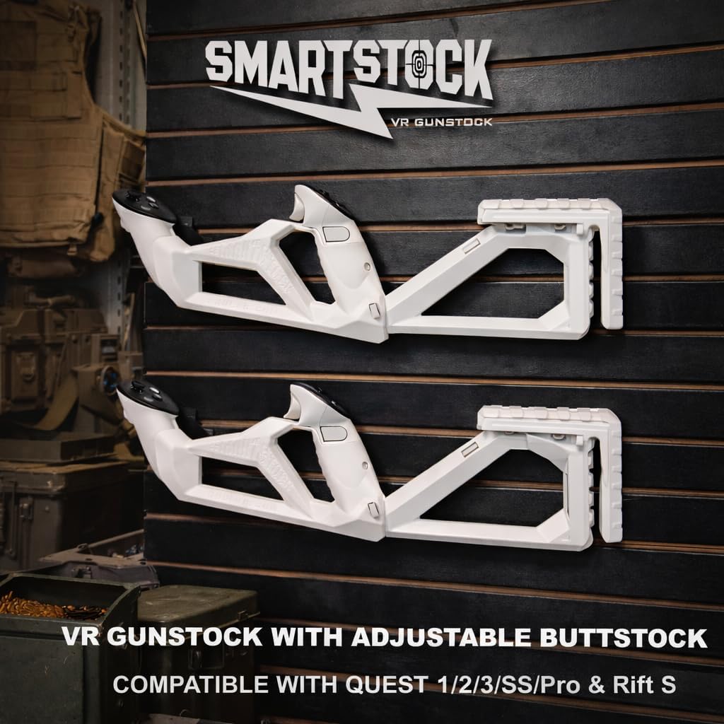 iStock Smart Stock VR Gunstock for Quest 1/2/3/3S/Pro/Rift S - Lightweight Compact Adjustable Design with Quick Reloading & Controller Tracking Accuracy - SKOL Stock for VR Gaming (Right Hand)