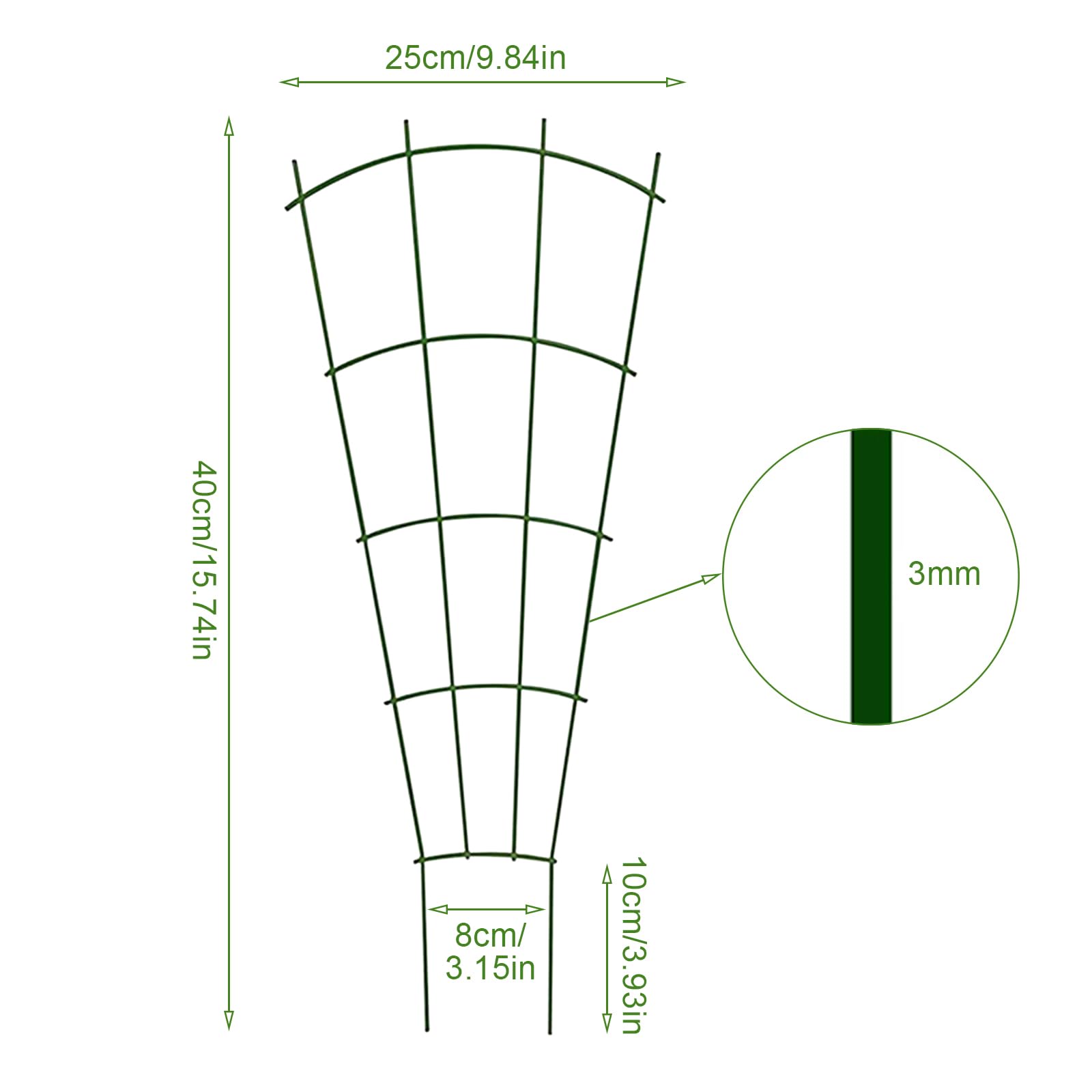 Supporto per rampicanti da giardino, traliccio per piante rampicanti per balcone giardino terrazza, supporto stabile per vaso, supporto per piante da giardino, griglia per piante per peonie, ortensie
