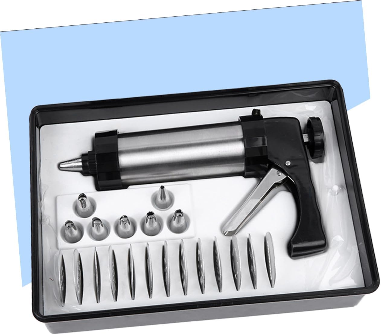 Unomor 21pcs Dessert Decorator Tool Cookie Press Shapes Icing Tips Cake Decorating Supplies Easy Cleaning Food-grade Plastic