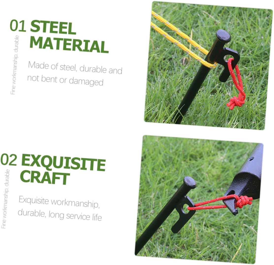 Garneck Heavy Duty Tent Stakes Ground Pegs Set 8pcs Metal Camping Tent Accessories with Storage Bag for Outdoor Shelter and Windproof Anchoring