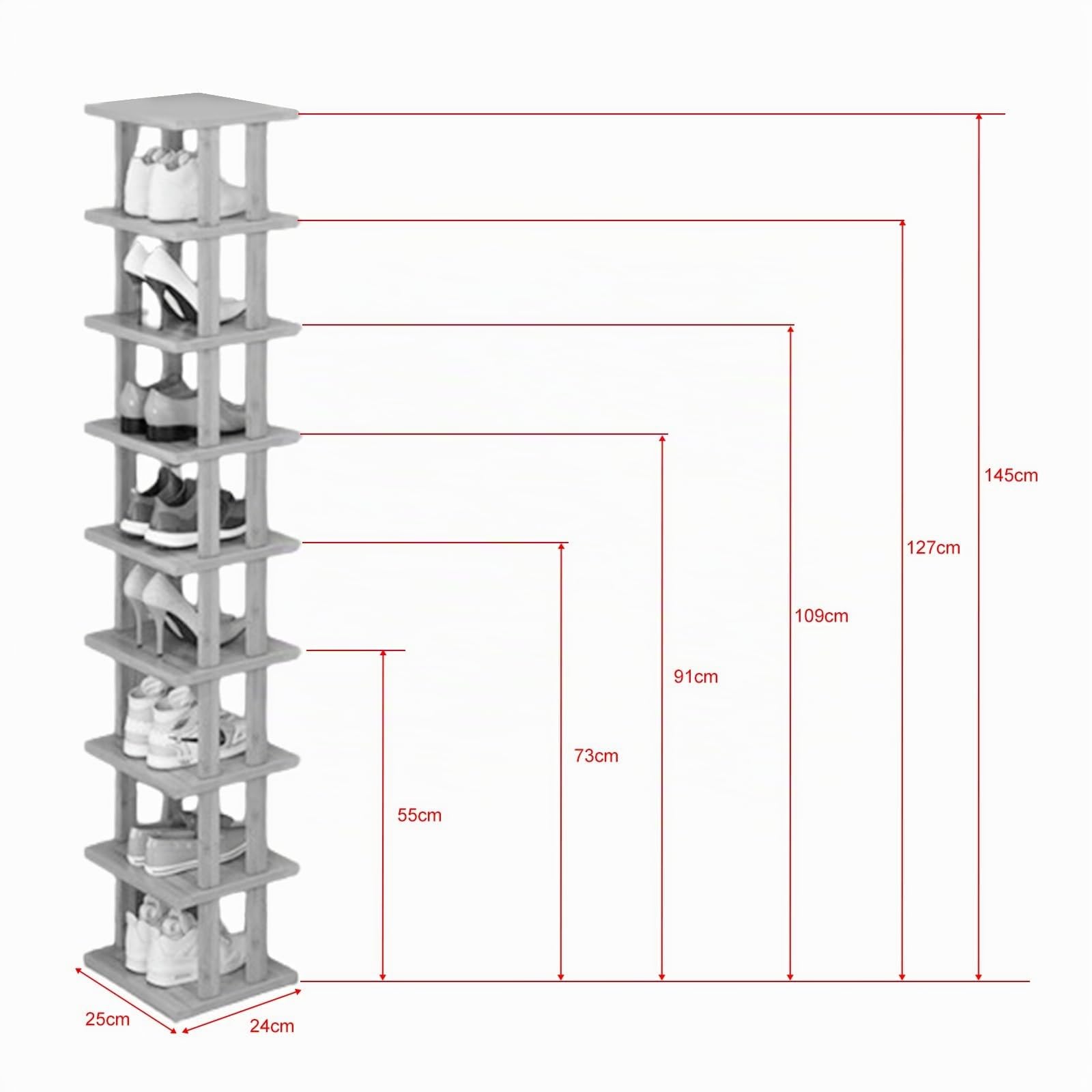Meuble Chaussure Bois, Meuble a Chaussures Exterieur Imperméable, Range Chaussure, Etagere Colonne, Étagère à Chaussures Haute et Étroite for Entrée, Dortoir, sous Le Lit