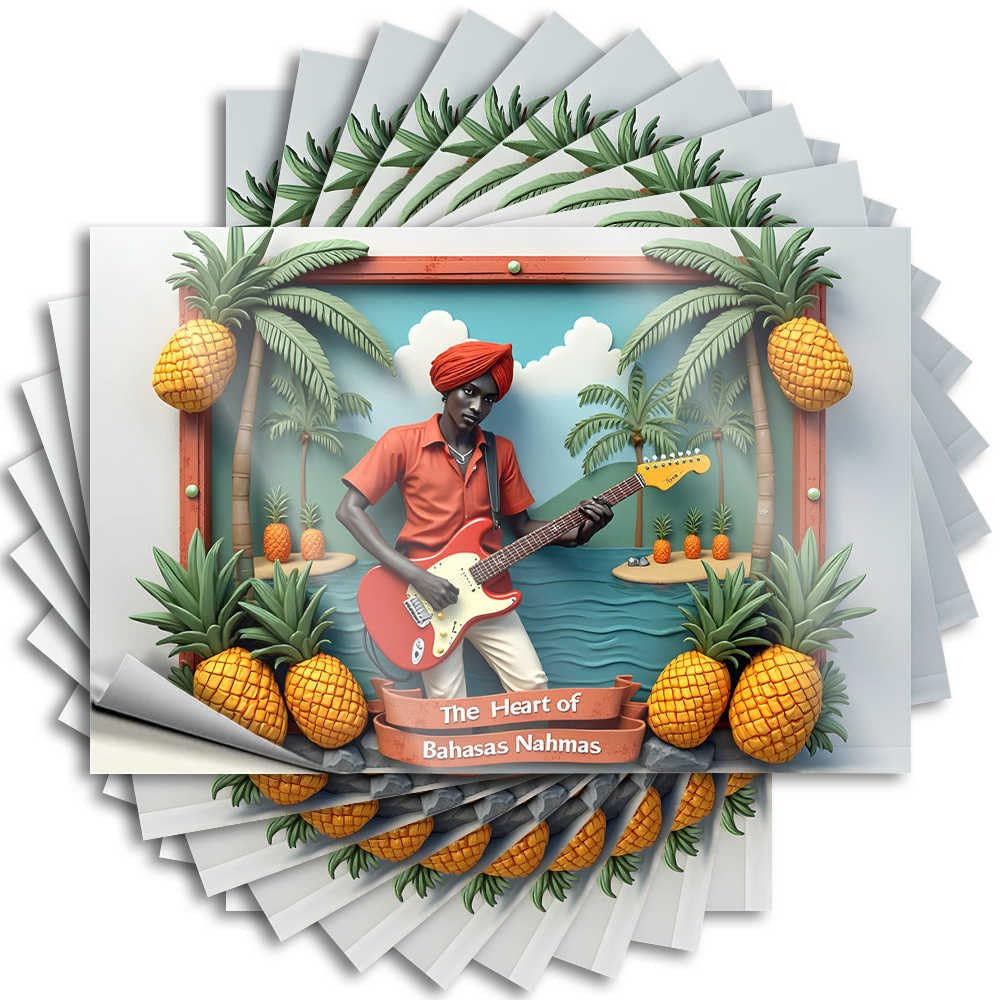Decal Motivational Goods Helmet Jamaican Guitarist in Tropical Paradise - No Residue Decals for Math(8X12CM)