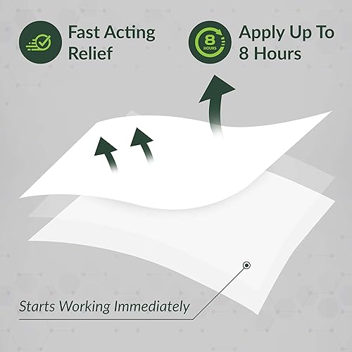Miniatura 3 de Parches de lidocaína con 4 % de máxima fuerza, paquete de 5 parches de gel para aliviar el dolor, parches grandes de 5.5 x 4 pulgadas para alivio