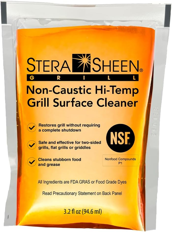 Stera-Sheen Griddle Cleaner - Food Safe, Non-Caustic Formula - Commercial Flat Top Grill & Griddle Cleaner - Remove Tough Grease & Grime - Rust Remover for Outdoor Grill - 40 Quick Packets, 3.2oz Each