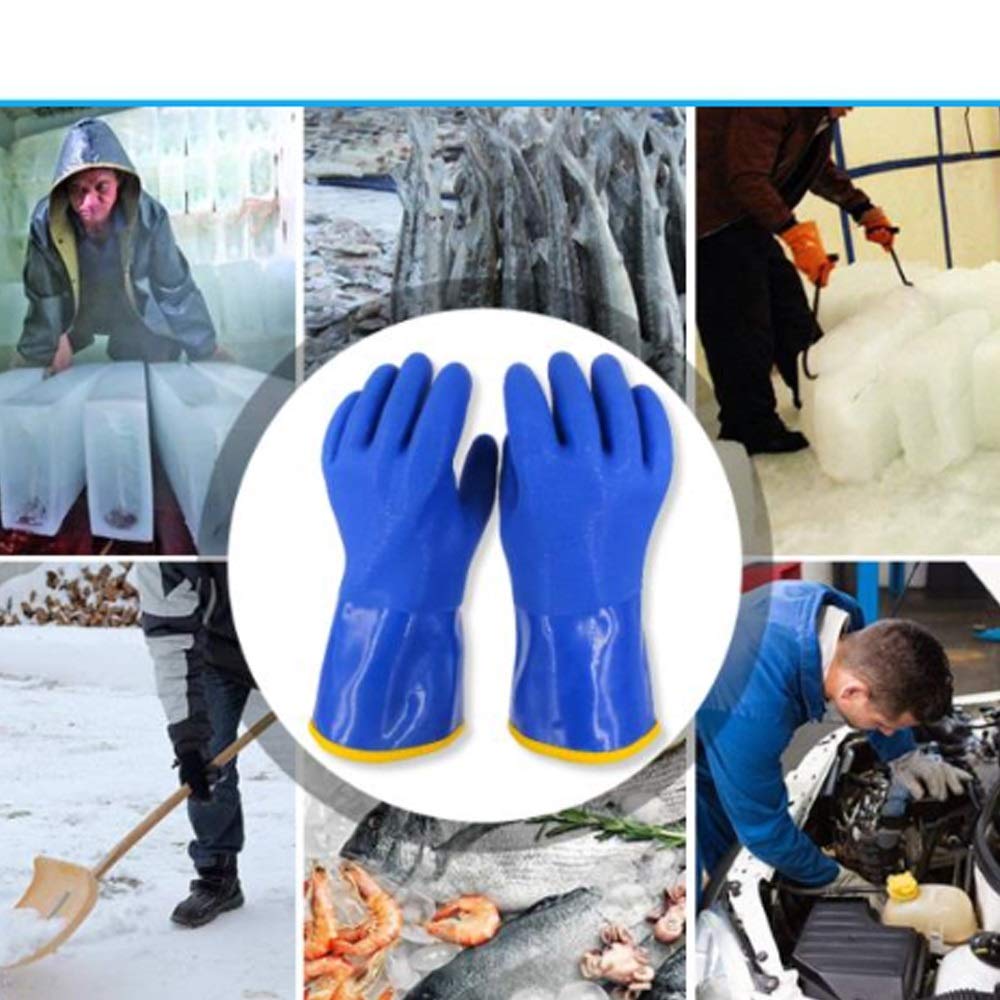 Handschuhe Widerstandsfähig -20 Grad Männer Arbeit Thermische Handschuhe Winter Schutz PVC wasserdichte rutschfeste Oilproof Verschleißfeste Cold Storage Fischer (Color : Giallo, Size : L) Baumarkt