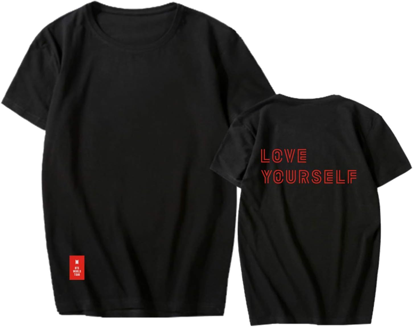 Xkpopfans Kpop BTS Love Yourself World World Tour Same T-Shirt Suga V Jin Jimin Tee Shirt L Black A