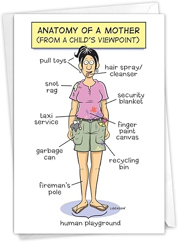 NobleWorks - Divertida tarjeta del Día de la Madre con sobre, saludo de dibujos animados, regalo de papelería para mamá, familia aerografiada