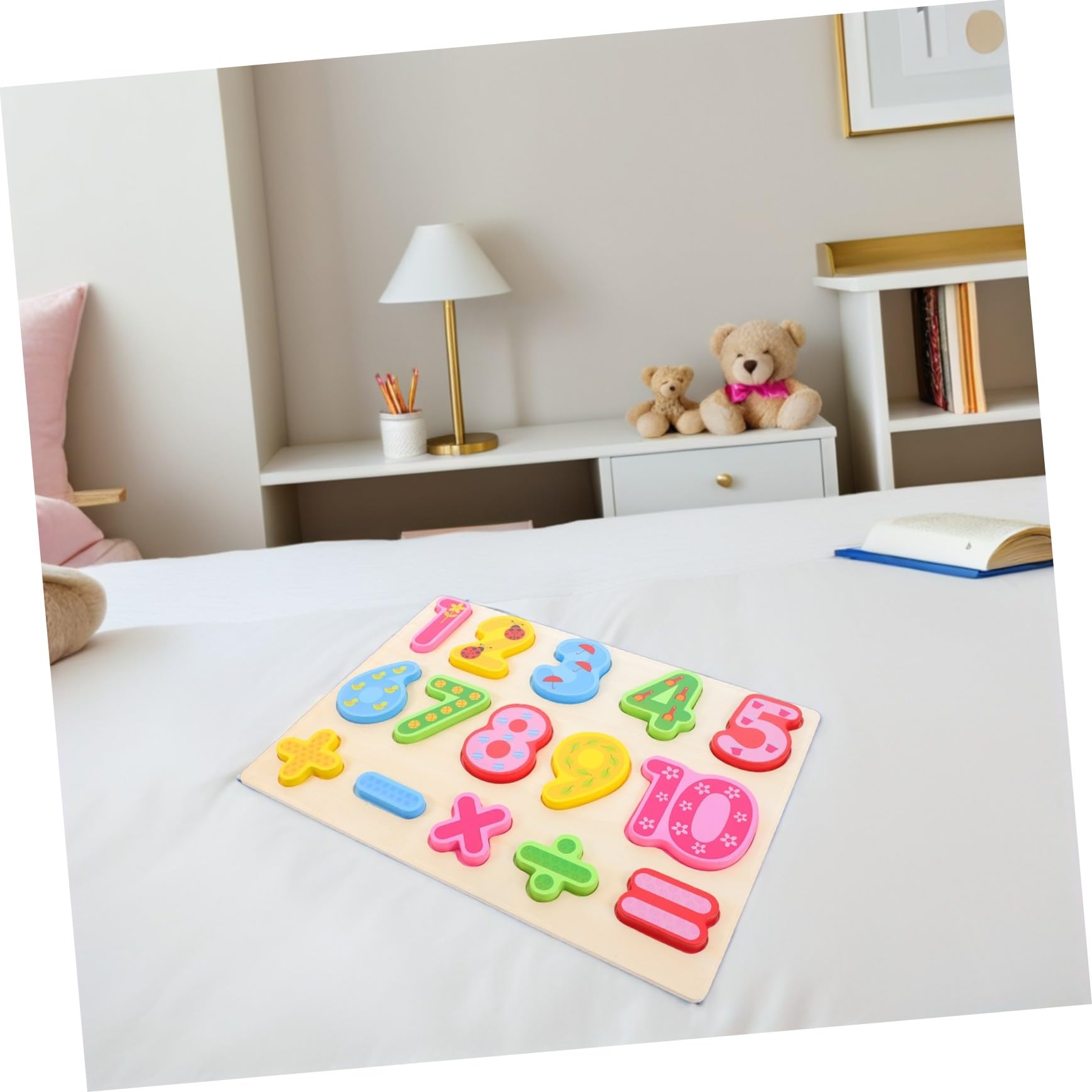 Rompecabezas de Madera Montessori de 3 Piezas para Alfabeto y Números | Formas y Conteo, Juguetes Educativos Preescolares, Niños y Niñas, Obsequio para Cumpleaños y Navidad