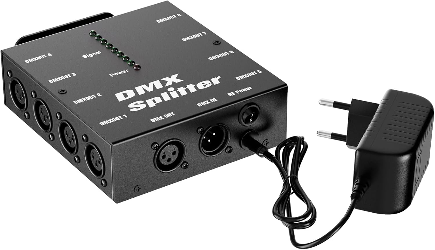 2PCS 8-Way Isolated DMX512 Splitter Amplifier Distributor with 3-Pin Outputs XLR Signal Amplifier Transmitter Receiver for DJ Party LED Stage Lighting