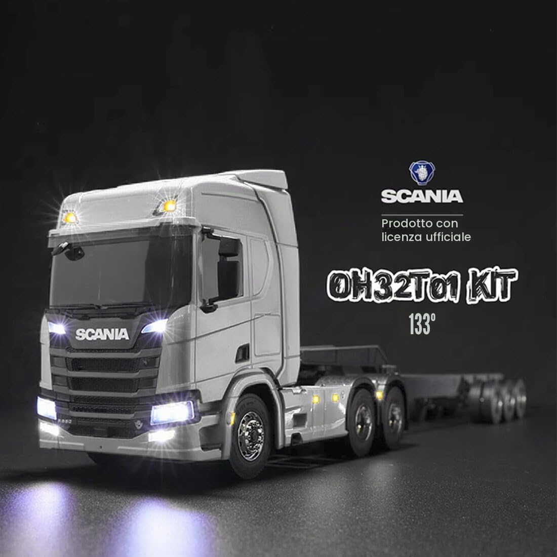 OH32T01 1/32 6x6 Rc Truck, 2.4G RTR RC Rock Crawler Off-Road Truck Hobby Model (RTR Kit Version/Bianco)