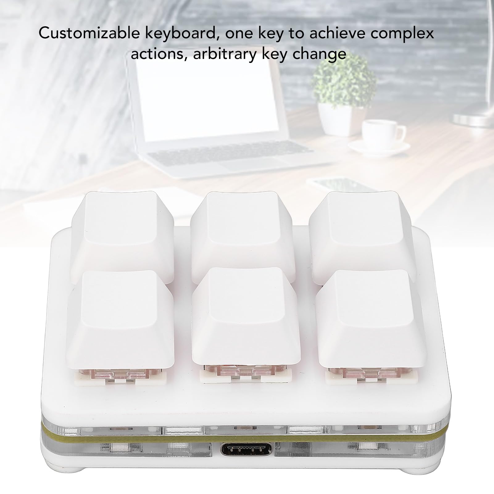 Clavier à 6 Touches, Clavier Macro Filaire USB C Programmable, Clavier Mécanique Rvb échangeable à Chaud, avec Interrupteur Rouge (White)